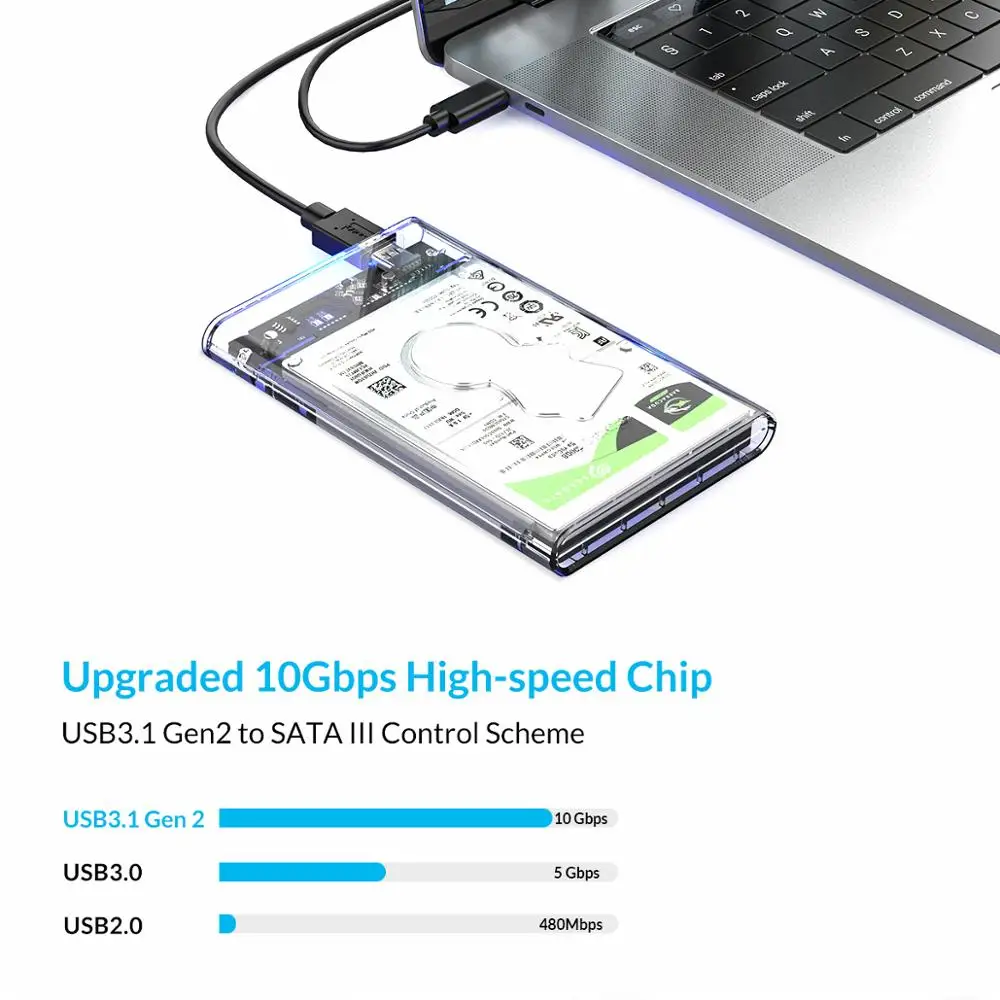 Прозрачный чехол ORICO для жесткого диска 2 5 дюйма корпус типа C USB3.0 USB3.1 Gen2 с