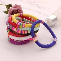 b2360 zwpon new rainbow polymer clay disc elastic bangles 2020 bohemian handmade bracelets jewelry wholesale