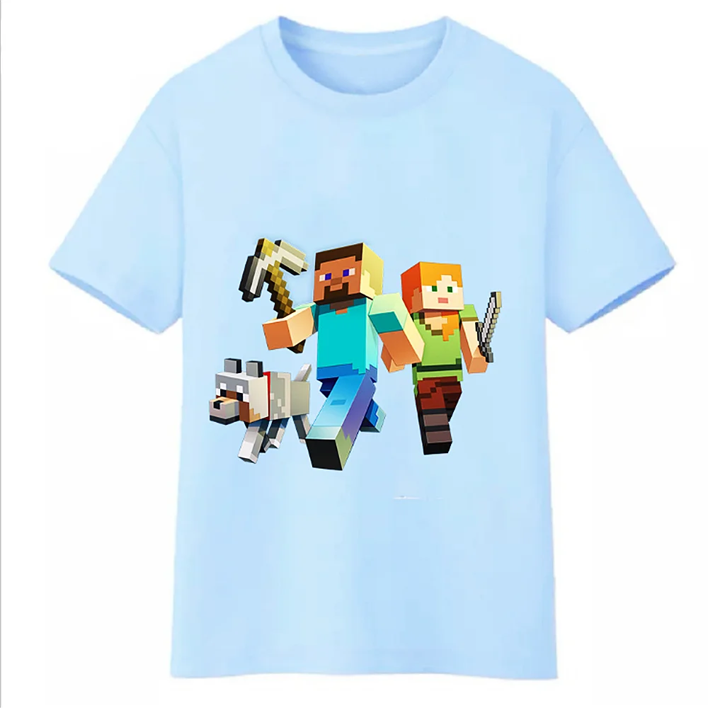 

Boys & Girls Black Cartoon T-shirts Kids My world Print 3D T Shirt For Boys Children Summer Short Sleeve T-shirt Tops Clothing