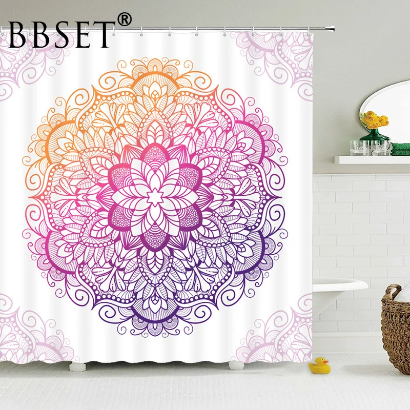 

Flower Shower Curtain Geometric Figures That Make Up Flower Shapes Pattern Waterproof Multi-size Douchegordijn Bathroom Decor