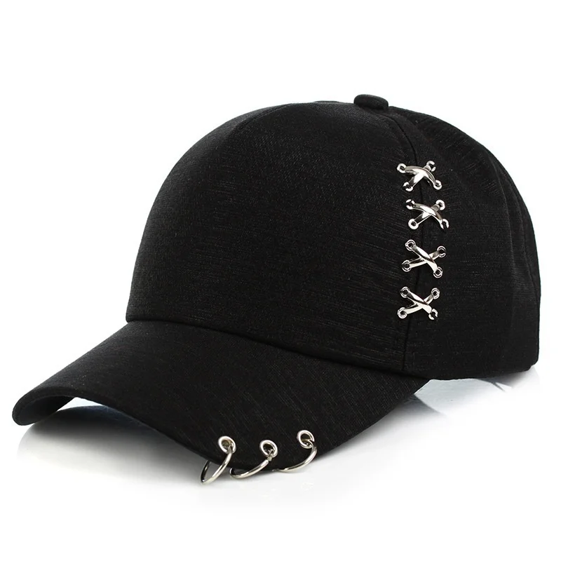 

NEW Creative Piercing Ring Baseball Cap Casual Solid Adjustable Unisex Hip Hop Punk Snapback Hats