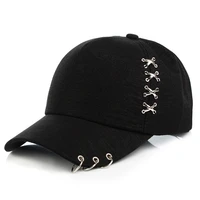 new creative piercing ring baseball cap casual solid adjustable unisex hip hop punk snapback hats