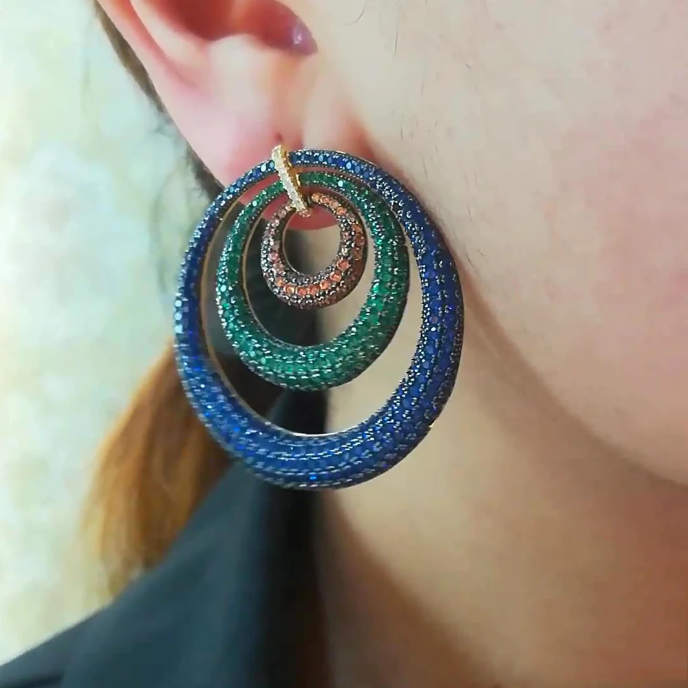 

KellyBola высокого качества класса люкс круглые круги Висячие серьги для женщин Свадебные серьги на свадебную вечеринку ювелирные серьги