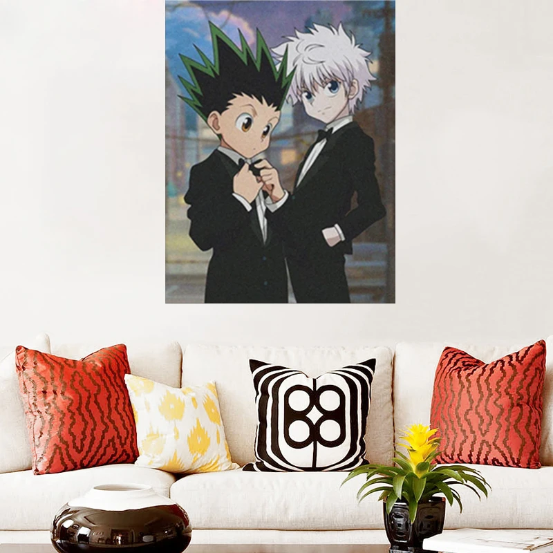 Художественный плакат на холсте с аниме Hunter x в рамке|Декоративные полки| |