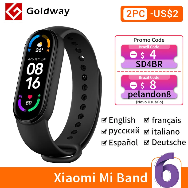Xiaomi mi Band 6 умный браслет 5 цвета AMOLED экран miband Smartband Кислород крови фитнес Bluetooth