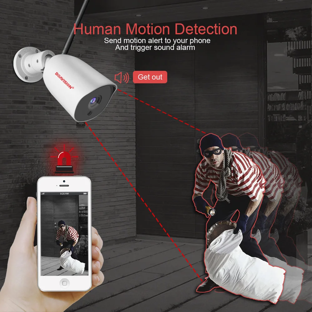 1080P 5MP IP Камера WI-FI Беспроводной открытый металлический Водонепроницаемый Пуля безопасности Камера ONVIF 2-полосная аудио Ночное видение 20 м для Iphone и Ipad