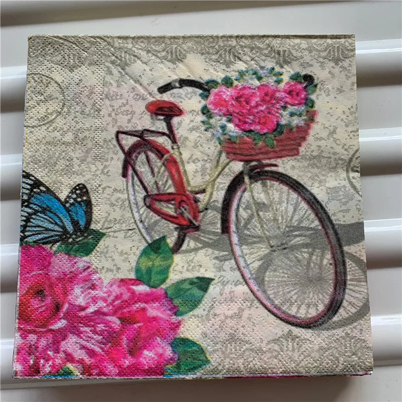 20 винтажных салфеток бумажные салфетки с принтом розовый цветок Бабочка