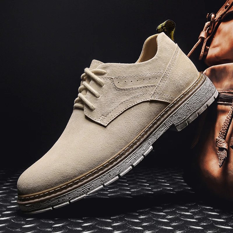 

Genuine Leather Men's Shoes Fashion Low-Top Oxford Shoes Thick Bottom Comfortable Lace-Up Shoes Trend Men Casual Martin Shoes