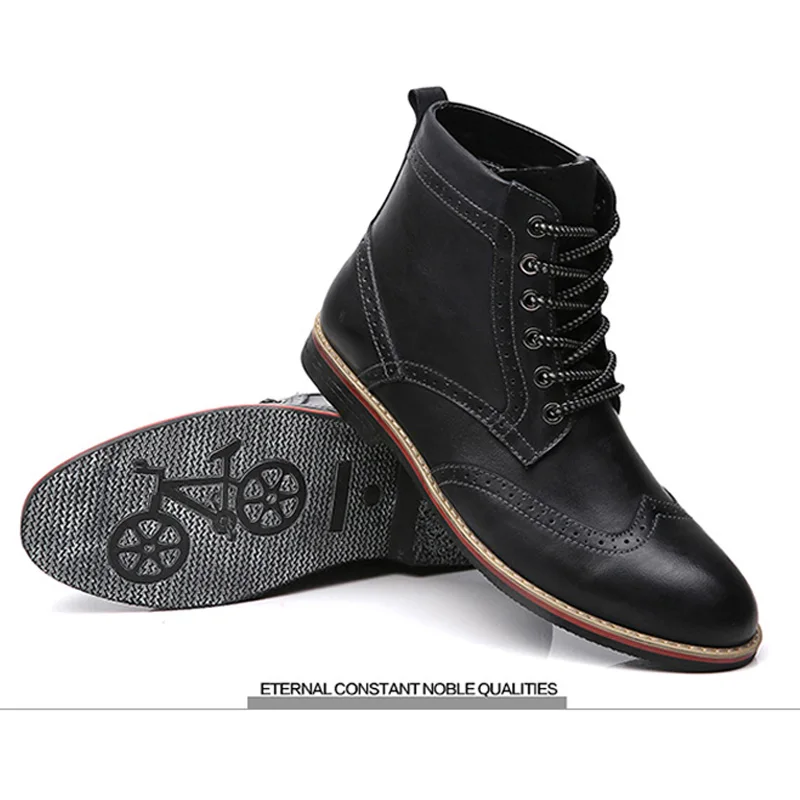 Мужские Винтажные ботильоны на шнуровке коричневые повседневные ботинки