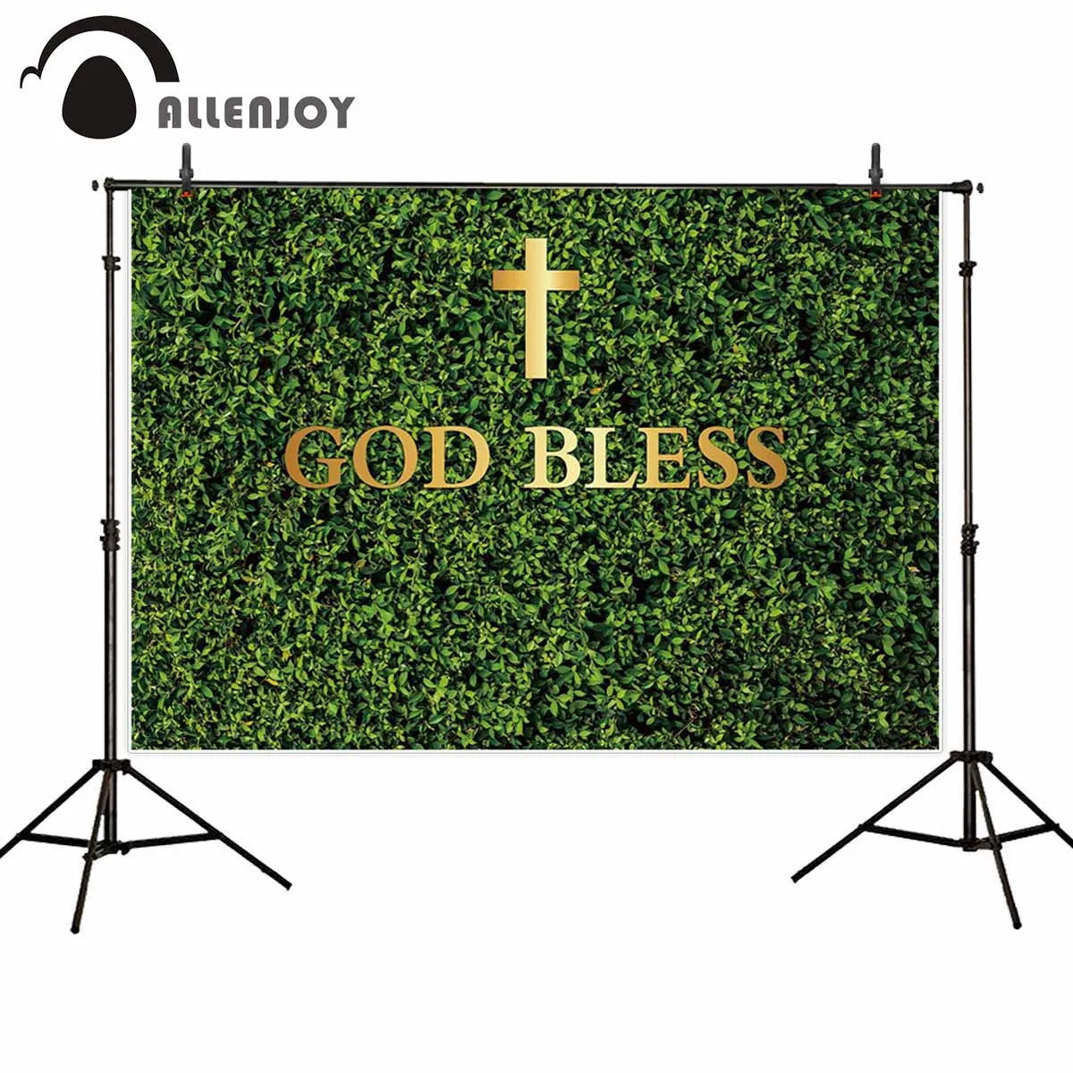 Фотофон Allenjoy с листьями золотой крест Бог благословит первый Причастие