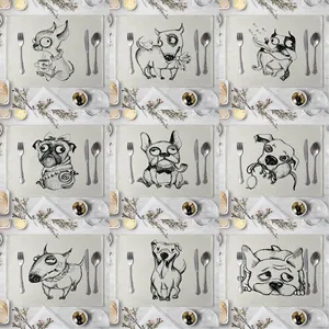 Коврик для обеденного стола с забавным рисунком собаки, подставки для напитков, льняной коврик для подставка в стиле Вестерн чашки, 40*30 см, кухонные аксессуары