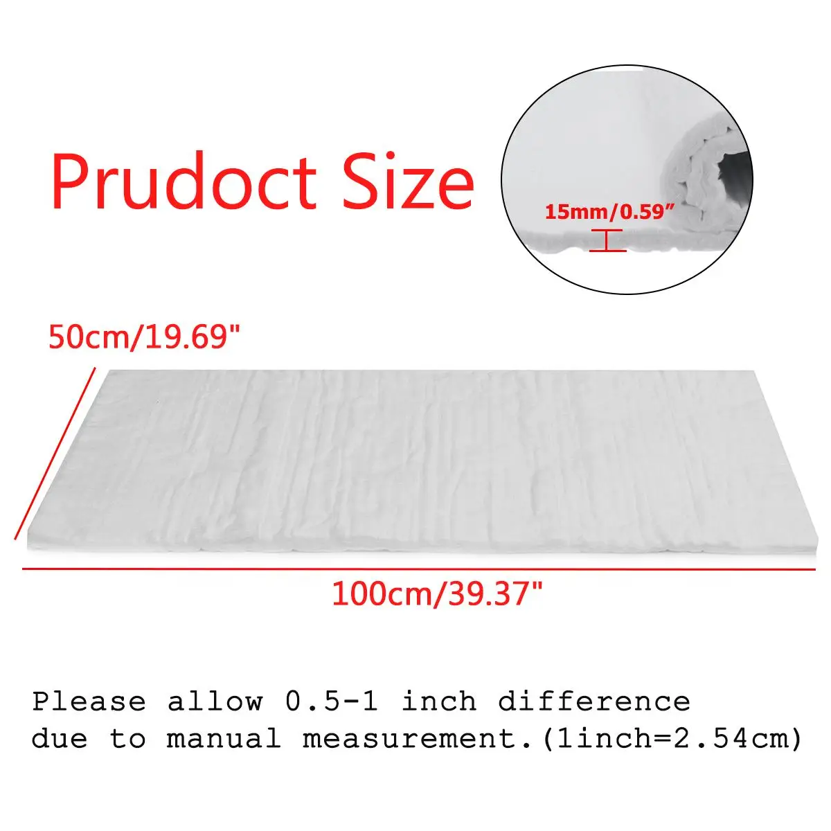 

100x50cm 15mm E-glass Fiber Blanket Heat Insulation High Temperature Boiler Insulation Cotton Refractory Fireproof Blanket