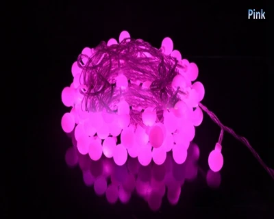 Pink Водонепроницаемый светодиодный фонарь с матовыми шариками, сказочные огни 10 м 20 м 30 м 50 м 110 В/220 В, праздничное, свадебное, уличное, Рождественское украшение - Испускаемый цвет: Pink