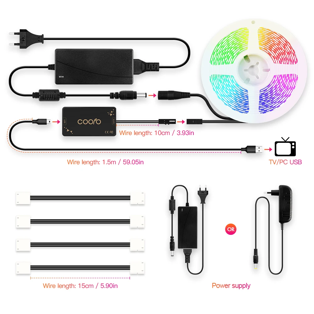 Ambilight ТВ Светодиодная лента подсветка цифровая лента Набор USB адаптер питание RGB Полноцветный сменный ПК ТВ фоновое освещение 1 м~ 5 м