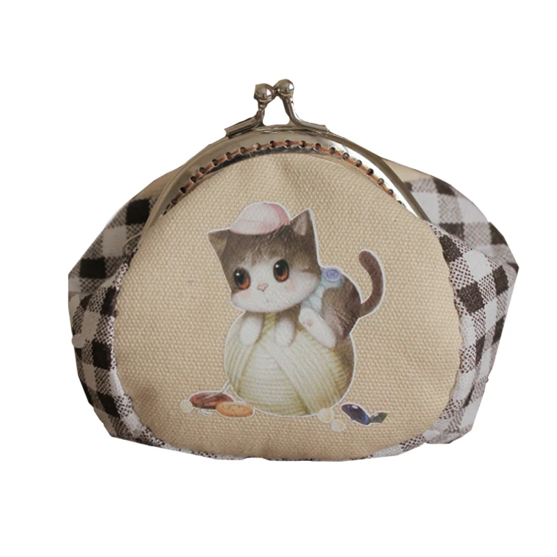 

ZXIIXZ Handmade Cartoon Kitten Material Mouth Gold Bag Material Package Ironing DIY Handmade Cloth Embroidery Material Package