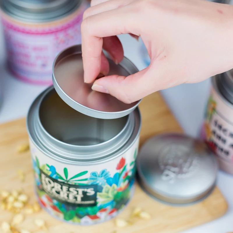 Герметичные бытовые металлические большие чайные банки с двойной крышкой