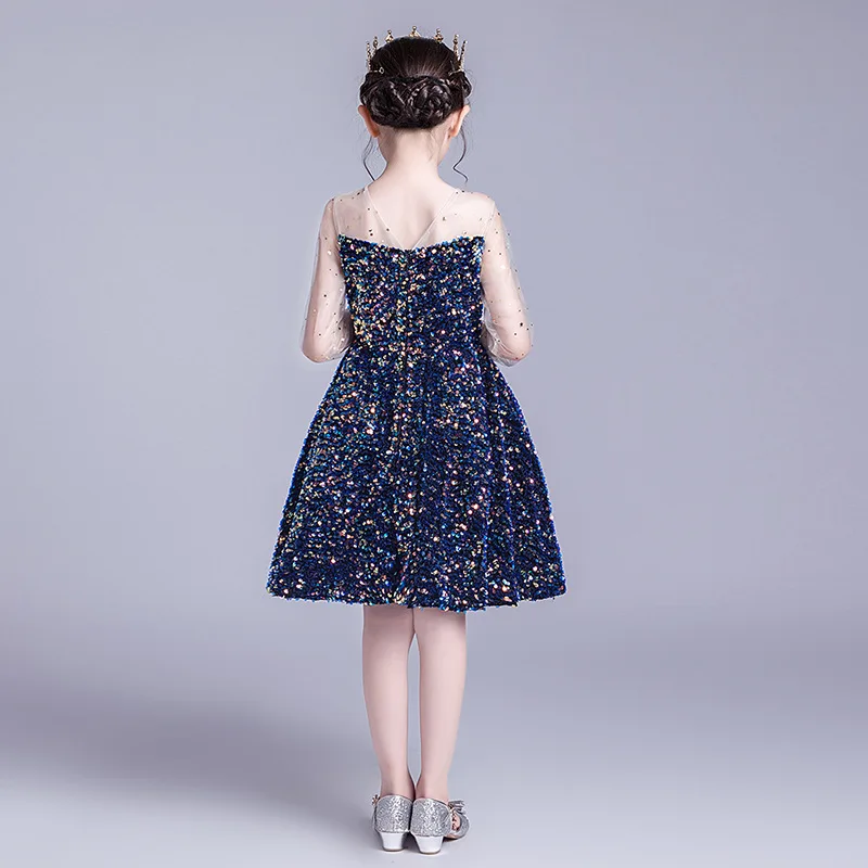 

Knee-Length Ball Gown Princess Dress For Girls Bling Bling Wedding Dress Sequins Party Birthday Baptism Dress For Children