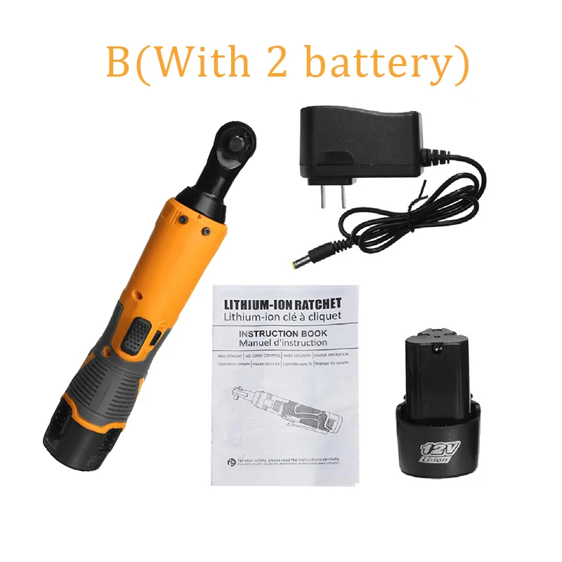 

12V Cordless Electric Wrench Ratchet Wrench 3/8 Angle Drill Screwdriver Rechargeable 65NM Ratchet Power Tools with 1/2 Battery