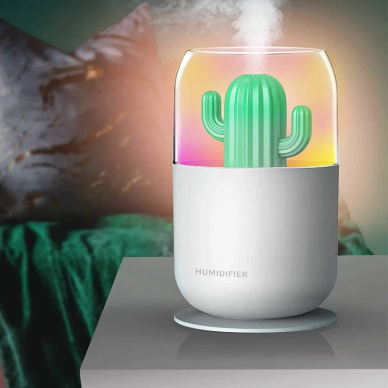 

HOT-300Ml Air Humidifier, Quiet Humidifier with Night Light ,Cactus Humidifier ,for Bedroom Living Room Baby Room