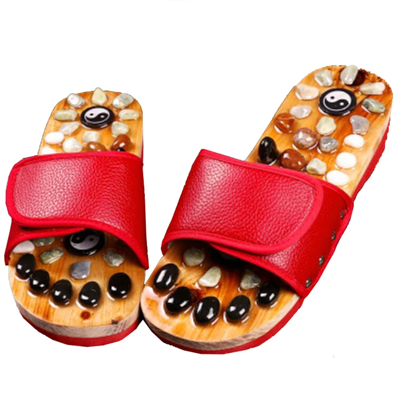 Массажные тапочки для ног с камнями женские и мужские сандалии акупунктурного