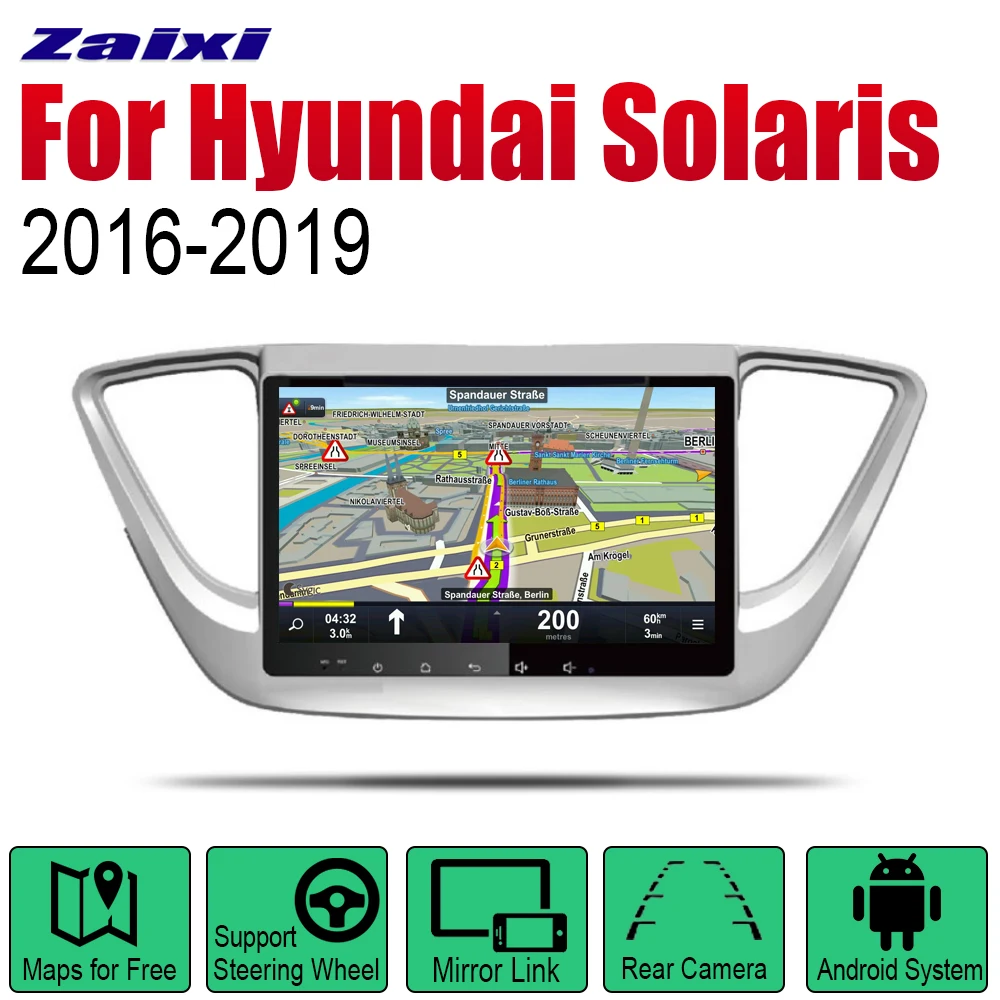 Автомобильный DVD GPS навигатор ZaiXi Android для Hyundai Solaris 2016 ~ 2019 проигрыватель навигация