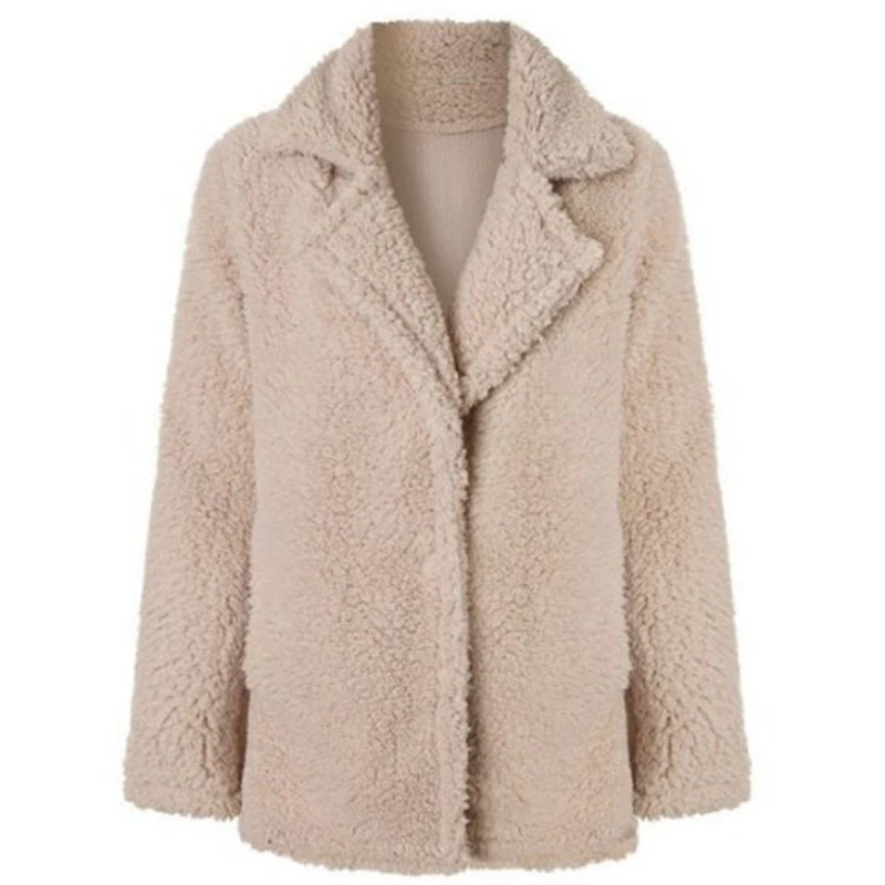 

Soft Fleece Outwear Jacket Women Fashion Casual Teddy Bear Classic Warm Comfortable Thick Fluffy Soild Color Hoodie Winter Coat