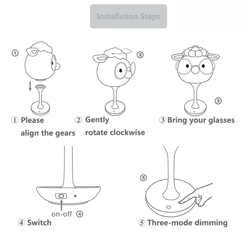 

Cute Cartoon LED Night Light USB Charging Dimmable Animal Lamp Bedroom Bedside Desktop Decor Kids Baby Christmas Gift 2021 New