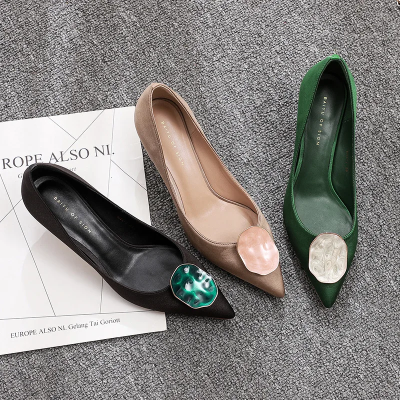 Женская обувь Модель 2020 года Свадебные туфли лодочки на тонком высоком каблуке 5