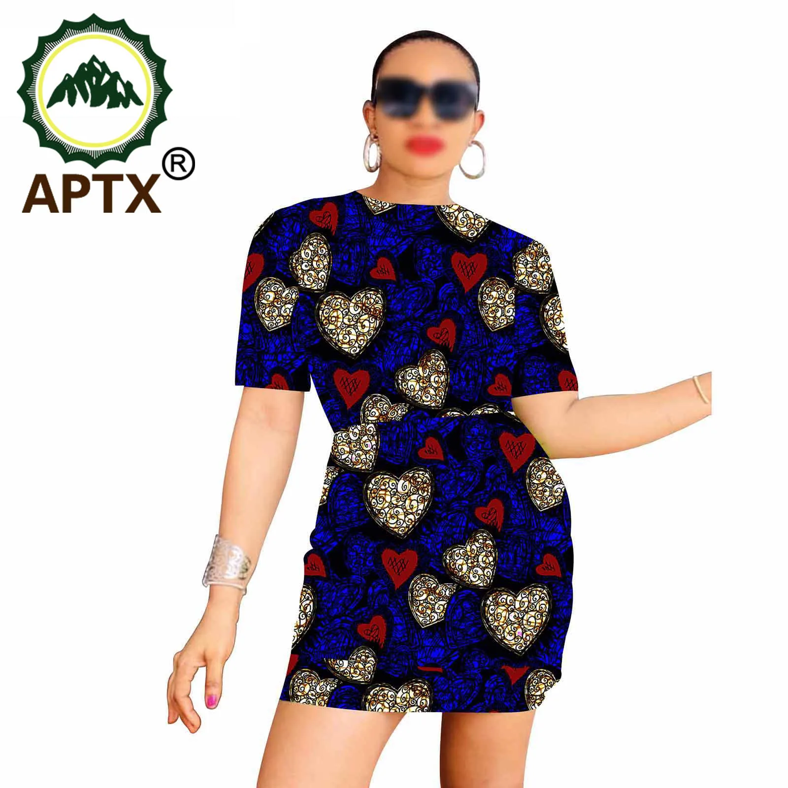 African Clothing For Women Floral Dress Dashiki Ankara Style Knee Length Short Sleeve Crew Neck Sexy Skirt Pure Cotton Casual