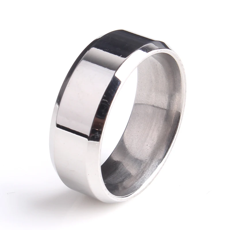 

wedding rings 8mm silver color smooth cutting 316L Stainless Steel wedding rings for men women wholesale