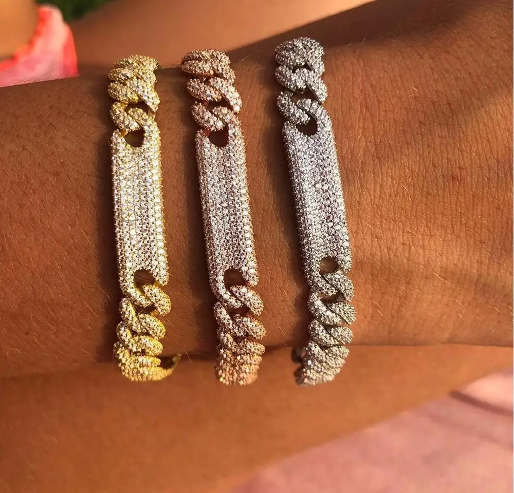 Женская бижутерия в стиле хип хоп украшенная сверкающими стразами кубинская