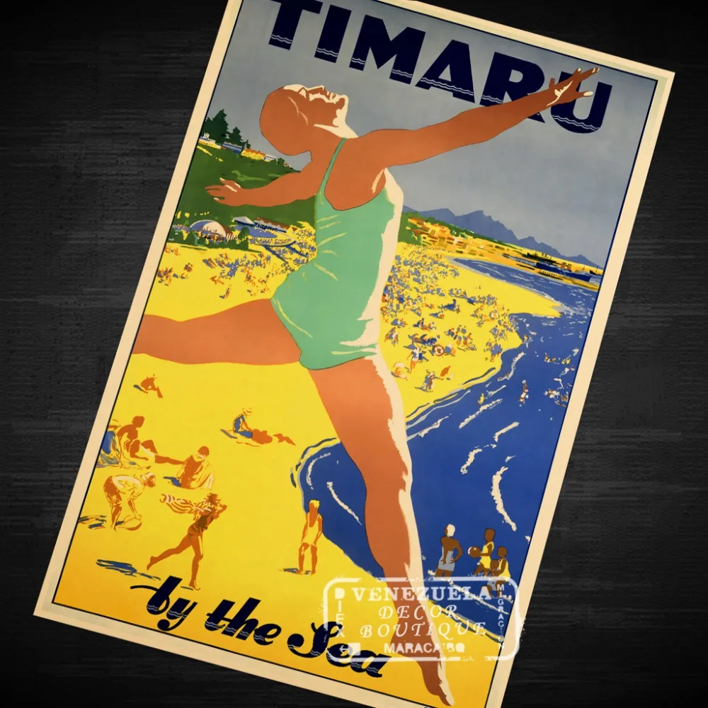 Морской штамп Timaru Новая Зеландия НЗ пейзаж винтажная живопись на холсте в стиле