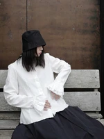 minority deconstruction original design feeling japanese dark black gothic two layer fur cuffs long sleeved shirt