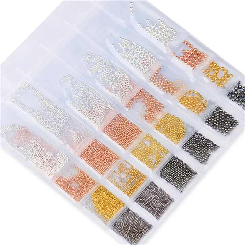 

Розовые, золотые, серебряные, черные украшения для дизайна ногтей разных размеров, маленькие Мини-бусины из нержавеющей стали, шарики, шарм, ...