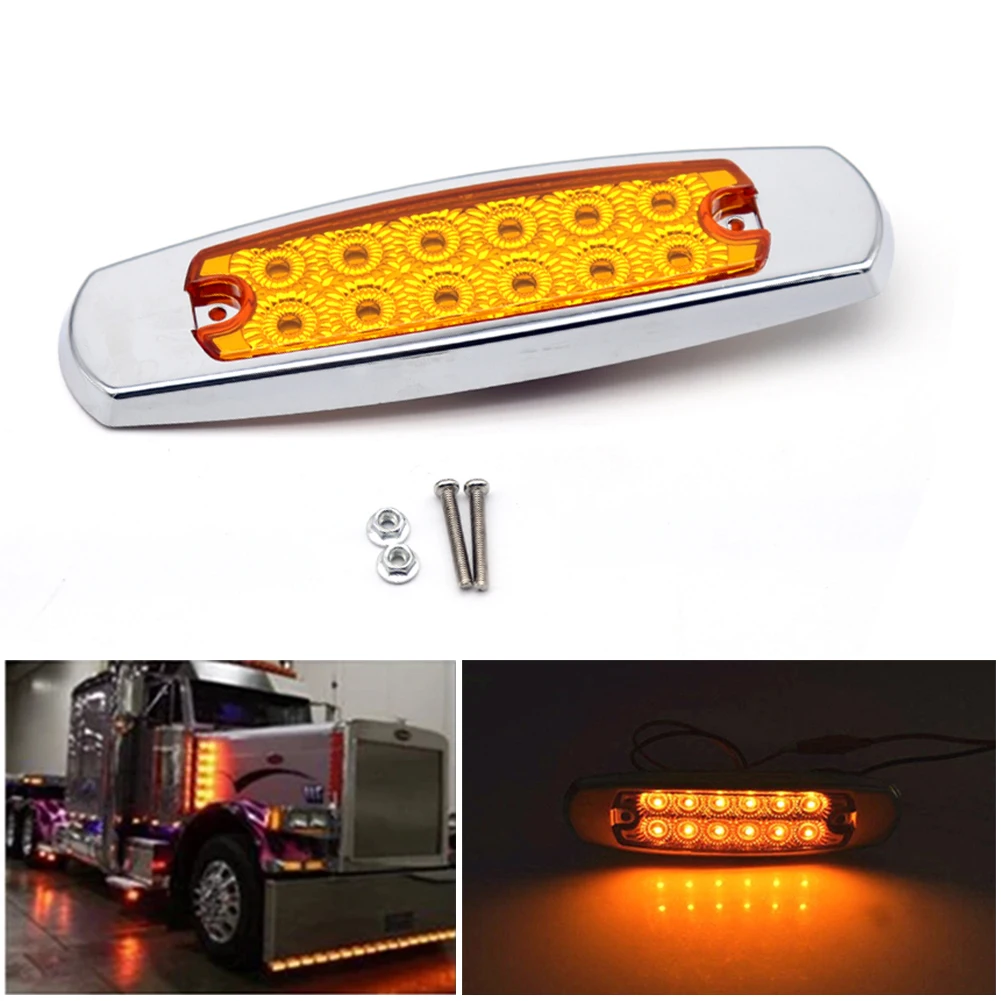 

1pcs DC 12V 12 LED Amber Side Marker Light Clearance Turn Signal Lamp Universal for Semi Truck Trailers Emergency Vehicles