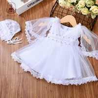 yoliyolei infant baby girl dress white tulle baptism dresses for girls 0 24m birthday party baby beading hairband clothes