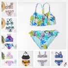 От 3 до 14 лет Falbala повязки купальный костюм для девочек, купальный костюм Одежда для купания детей печать дети бикини 2021 мульти Стиль Детские ванный комплект A261