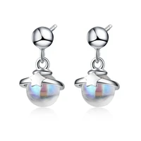 silver plated magic moonlight stone star star stud earrings charm womens jewelry pendant girls christmas birthday gift