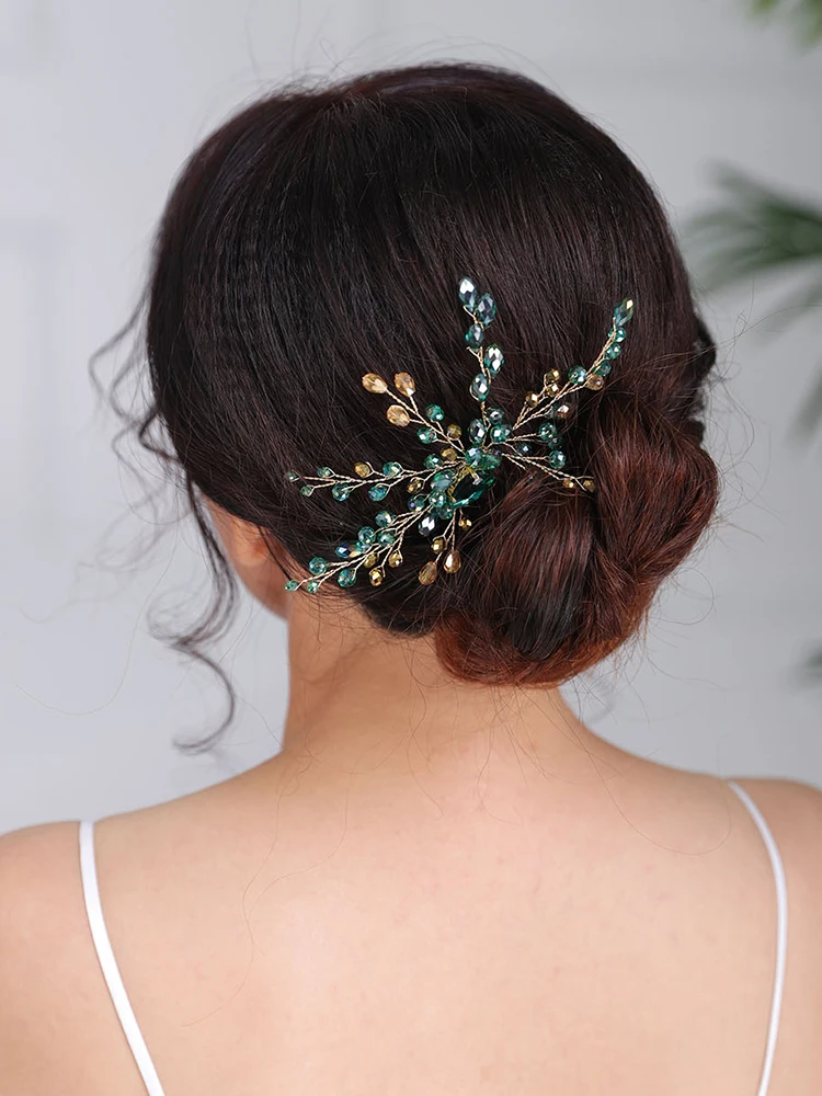 Богемные головные уборы зеленые заколки для волос ручной работы аксессуары