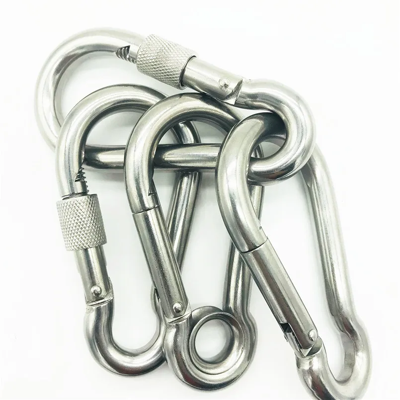 1pcs Stainless Steel 304 Carabiner Carbine Snap Hook Key-Lock Various Sizes Keychain for Climbing Camping Safety | Обустройство дома