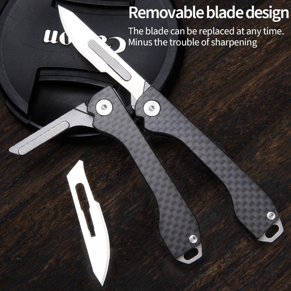 

Carbon Fiber Pocket Knife Outdoor Camping Knife Emergency Self-defense Knife EDC Multi-function Tool Knife