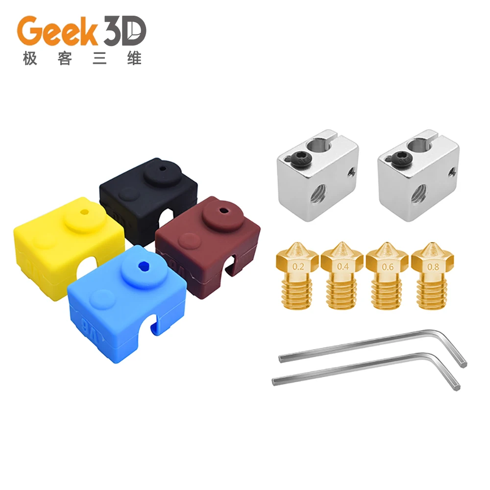 Набор 3D принтеров E3D V6/MK7 1 75 мм сопло + тепловой блок mk8 mk7 силиконовые носки для A8 CR