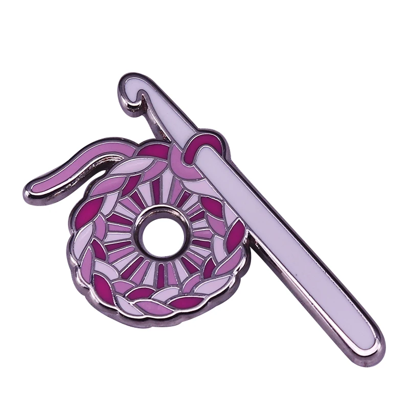 Розовая брошь для вязания крючком и пряжи|Броши| |