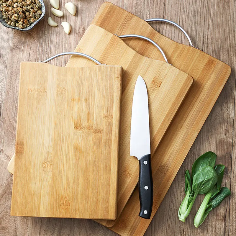 1pc Bamboo Chopping Board Secure Durable Wooden Kitchen Cutting Healthy Vegetable Meat Processing Tool Accessories |