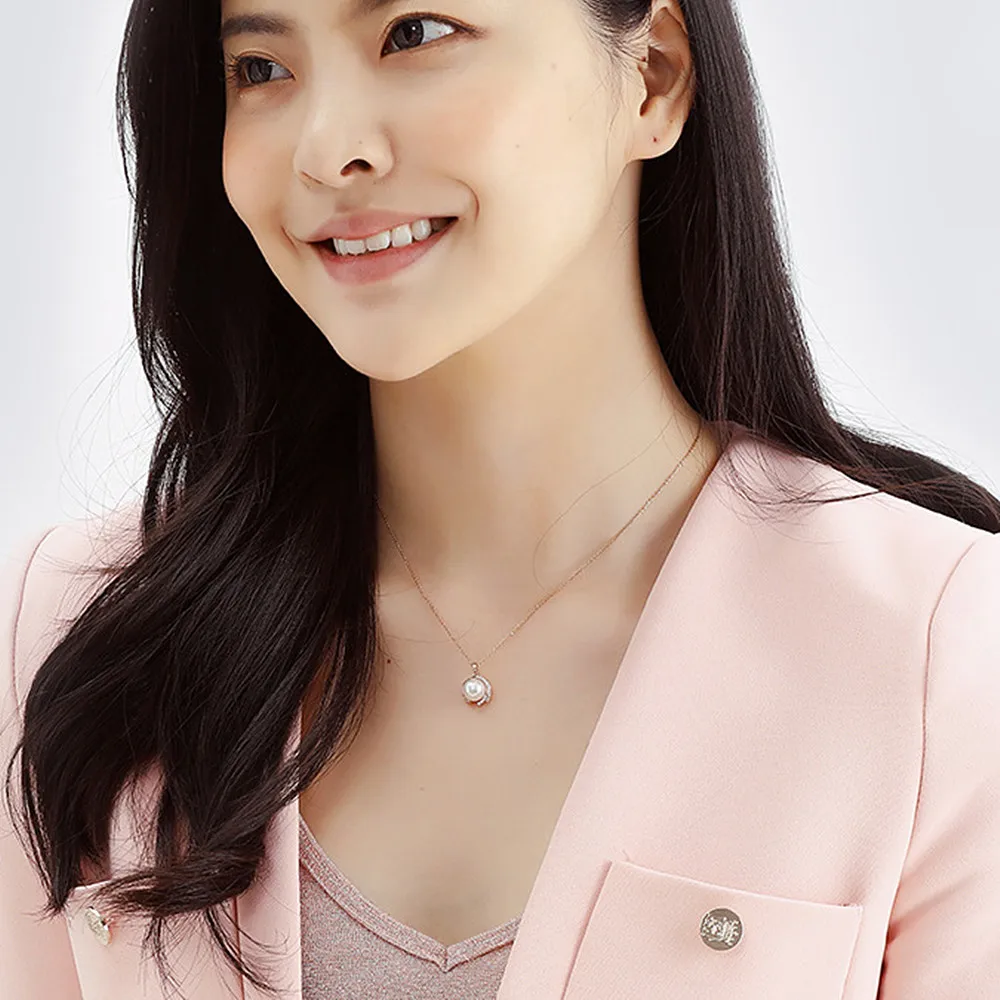 

Elegant Pearl &zircon Diamond Gemstones Pendant Necklaces For Women Rose Gold Tone Choker Chain Japan Jewelry Bijoux Korea Gifts