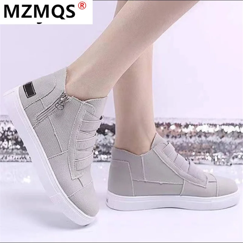 

Кеды женские на платформе, Вулканизированная подошва, эластичная резинка, на молнии, удобная повседневная обувь