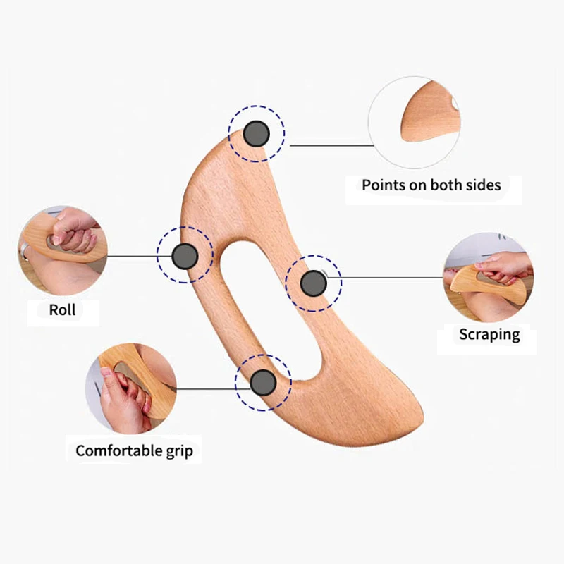 100% натуральная древесина Guasha Массажер нож для мышц фасции спины массаж