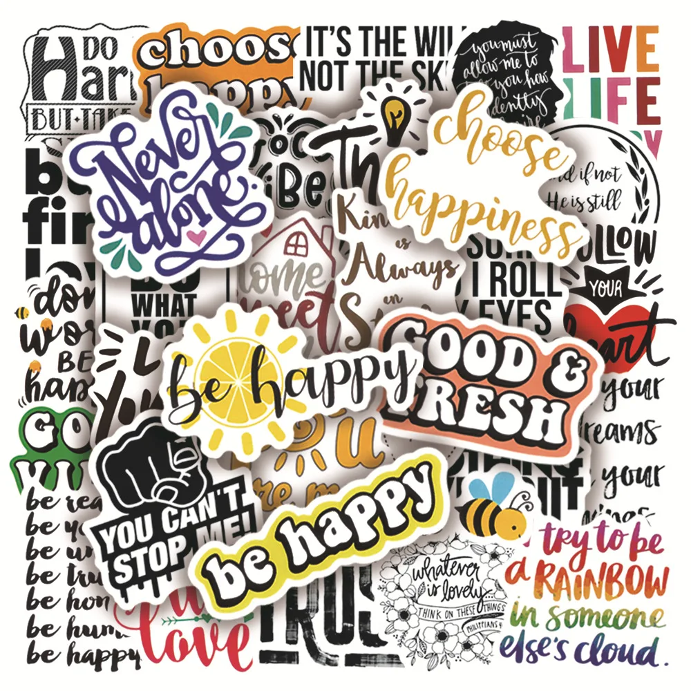 

10/50/100PCS Cartoon Inspirational English Alphabet Graffiti Sticker Car Laptop Waterproof Guitar Decoration Toy Wholesale