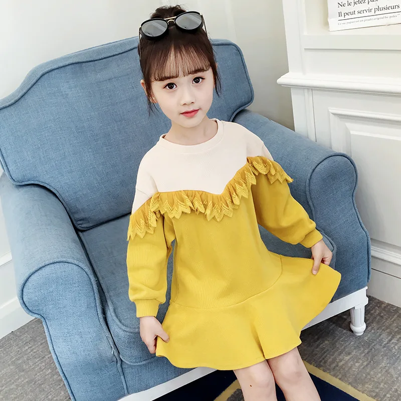 

2019 new children girl dress princess 10 years kids casual big girls dresses long sleeves teenager dress girl dress 8 years