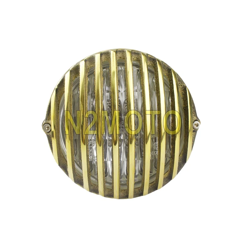 Ретро Мотоцикл 5 &quotзубчатая решетка фара с ободком латунного цвета для Harley Dyna Road